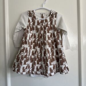 Kate Quinn 12-18 Months Brown Cat Dress Bloomers Baby Girls